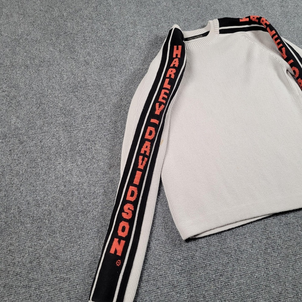 Vintage Harley-Davidson Sweater Womens Small Light Gray Pullover Logo Hong Kong - Picture 2 of 7